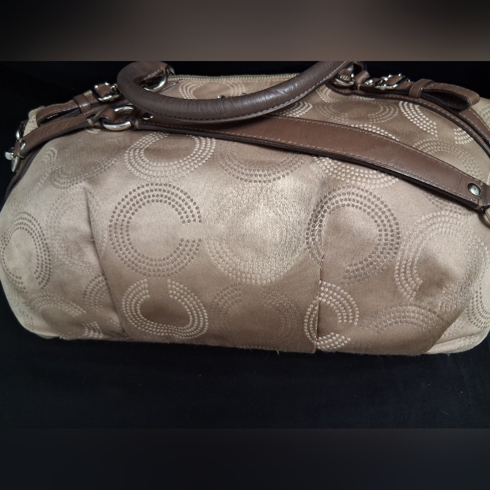 Coach Madison Dotted Op Art Sophia Satchel Fabric & Leather Shoulder Bag 15957 - Picture 6 of 16